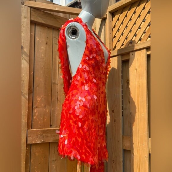 🆕 MISHA COLLECTION 🧿 NWOT Red Sapphire Sequins Mini Dress, Sz M - US 6 - Picture 9 of 16